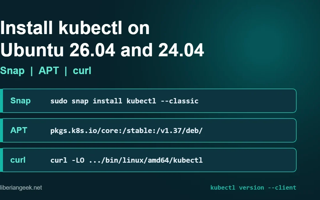 Install kubectl on Ubuntu 26.04 and 24.04: APT, Snap, and curl